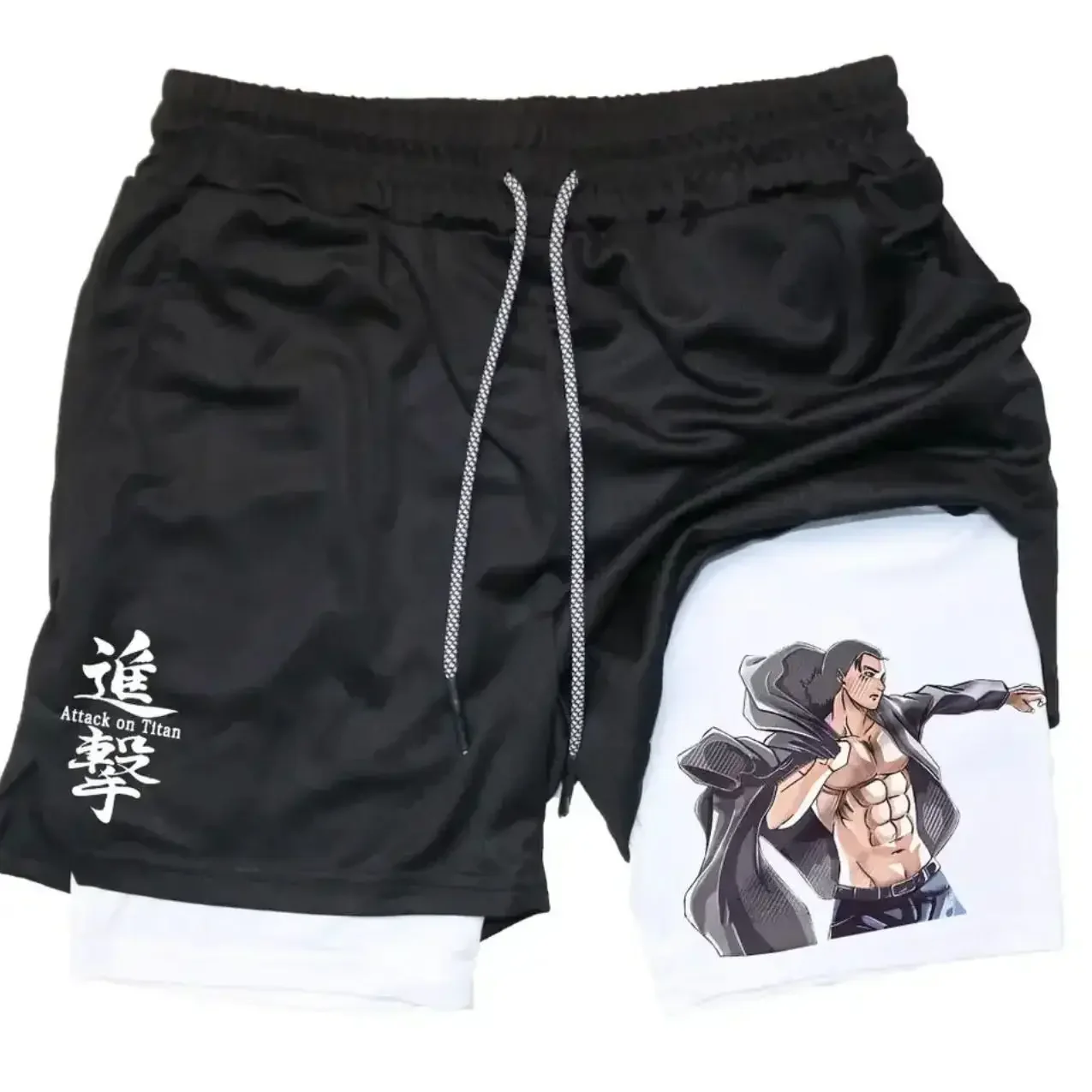 attack-on-titan-2025-trendy-hit-anime-masculino-preto-branco-shorts-de-duas-camadas-com-logotipo-de-impressao-de-capa-de-personagem-levi-forro-branco-interno