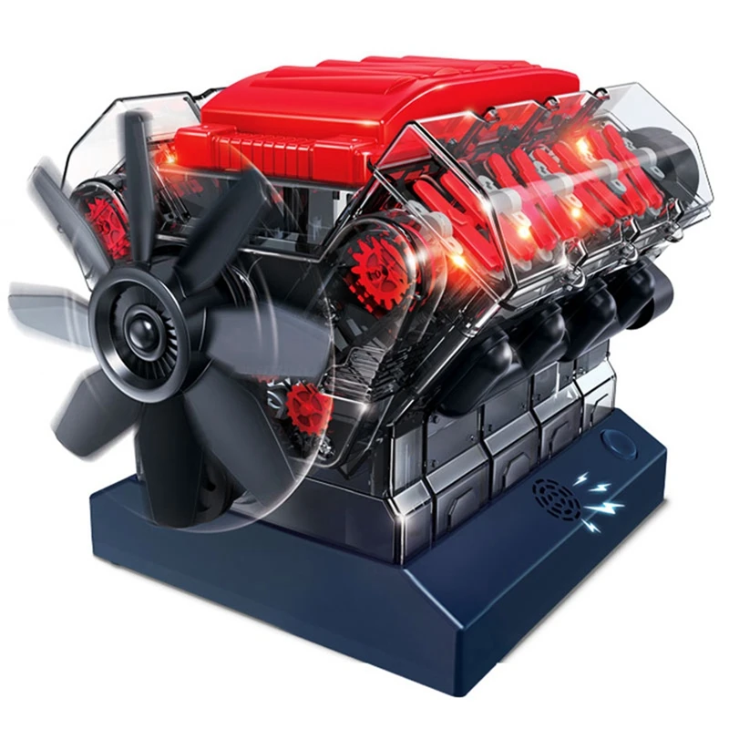 DIY V8 Engine Model Assembly Kit Eight Cylinder Engine Model Building High-Tech Educational Experiment Toy Gift