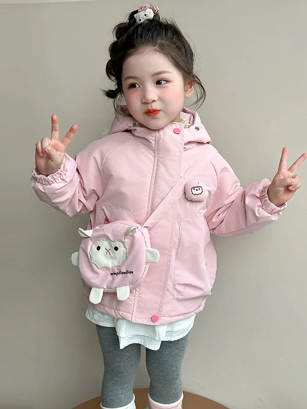 

Хлопковое джинсовое зимнее новое розовое пальто с капюшоном для девочек, теплая, милое длинное пальто на подкладке Fce для девочек