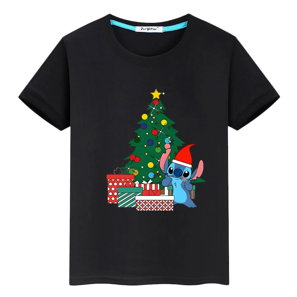 

t shirt for kids boy 10years Print 100%Cotton Stitch Anime Tees Short Tops Disney Kawaii Tshirt y2k one piece kids clothes girls