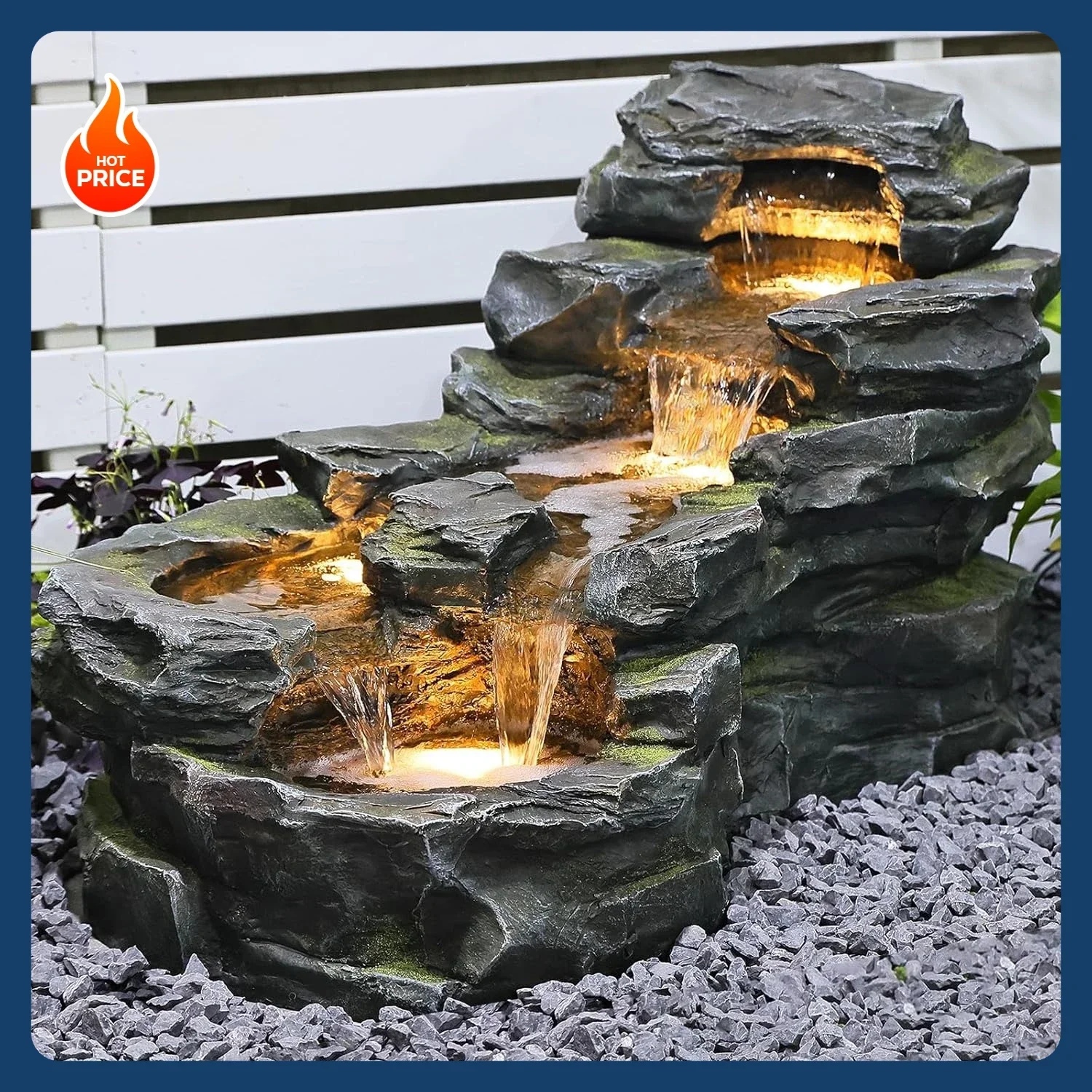 

Бестселлер [Горячее предложение!] Садовый уличный фонтан 37 дюймов (94 см) высотой, напольный, 5-уровневый, с имитацией натурального водопада из камней