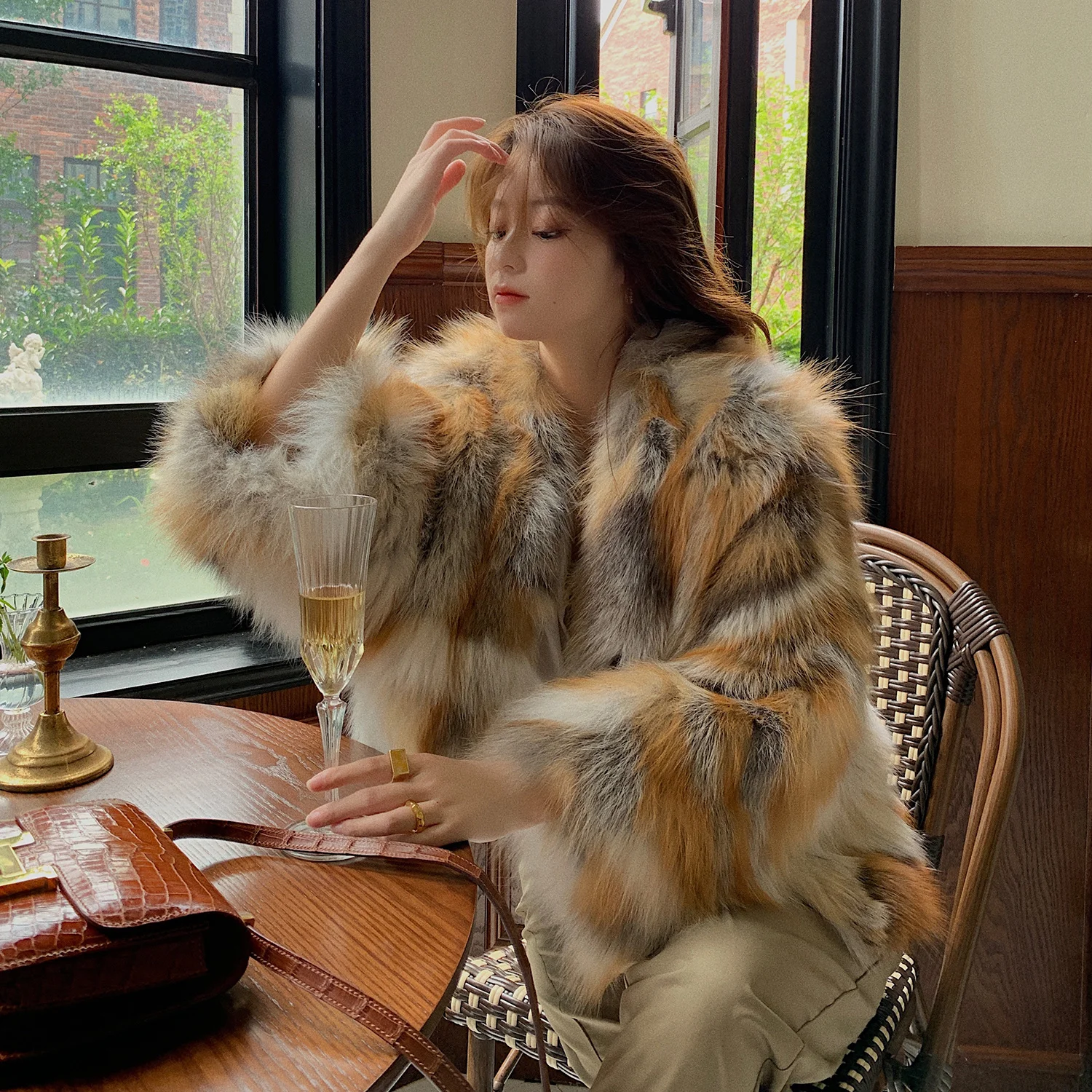 

Coat Women Finland Imported Winter Sun Fox Fur Coat Jacket Women Elegant Real Fox Fur Coat Streetwear Women Thick Warm