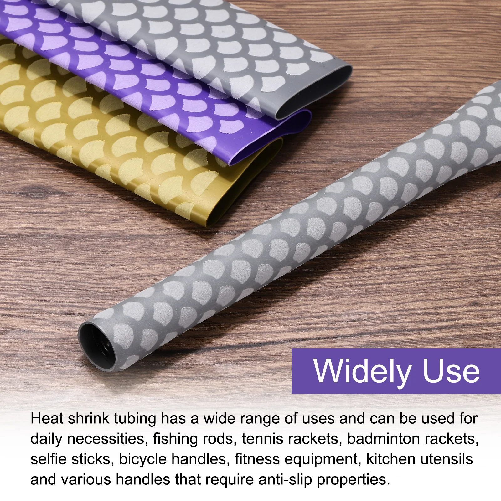 1m Anti-Slip Heat Shrink Tube for Fishing Rods 1.8:1 Waterproof Insulation Fish Scale Pattern Heat Shrink Wrap Handle Rod Grip