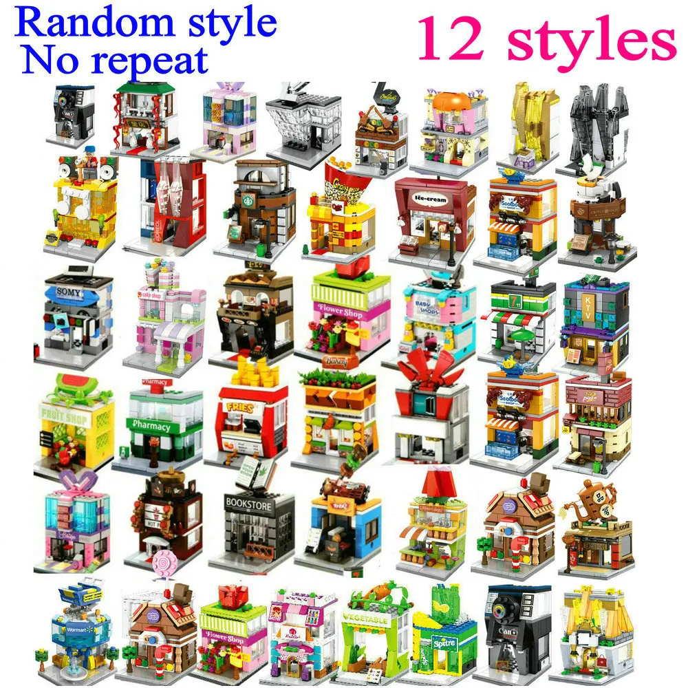 Haus Bausteine Mini City Store Street View Snack Straße Kinderspiel zeug Jungen und Mädchen Geschenke kompatibel mit Lego 7