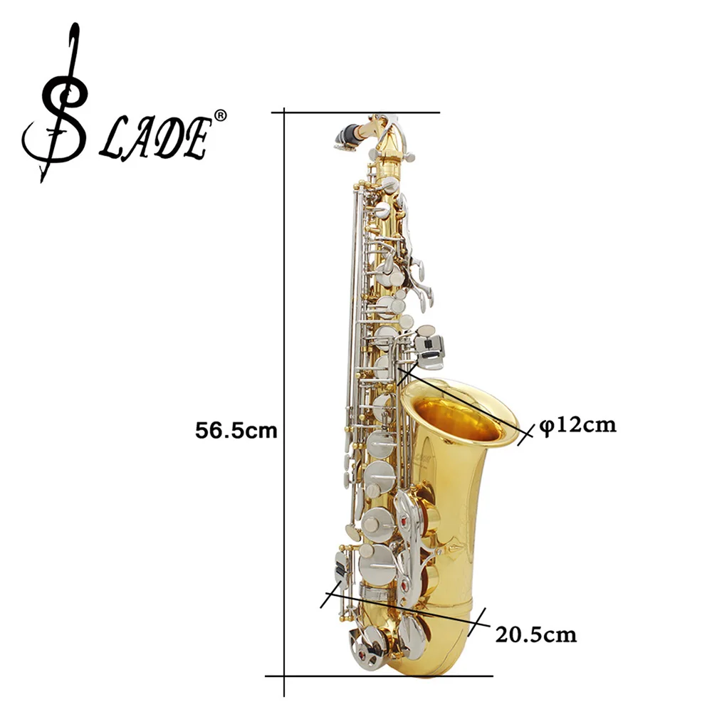 Saxofón Alto Eb de alta calidad, latón lacado en oro, Saxofón plano, instrumento Musical de viento de madera con estuche, accesorios para boquilla