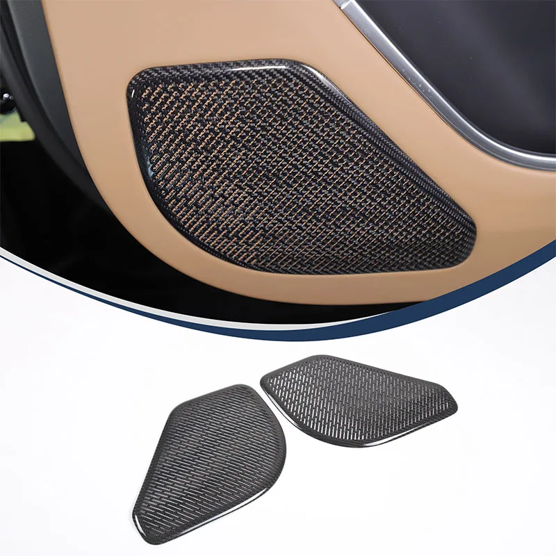 

Real Carbon Fibre Car Front Door Audio Speaker Decor Cover Trim Sticker For Land Rover Range Rover Vogue L460 2023+ Accessories