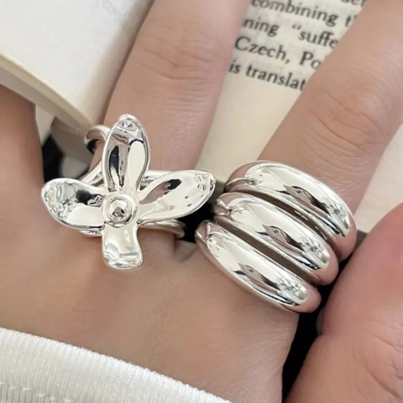 Girlbible 925 Sterling Silver Smooth Minimalist Punk Ring For Women Multi Layers Trend Fashion Fresh Jewelry Gift Dropshipping