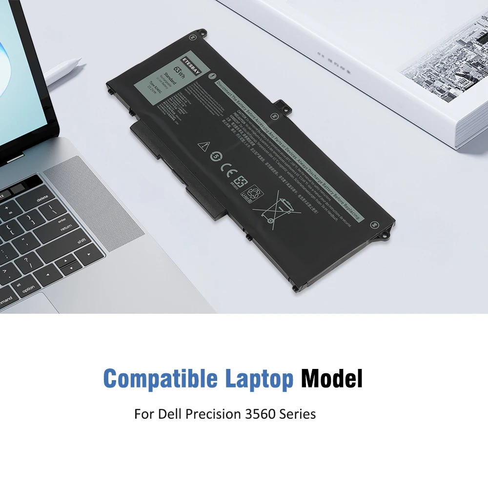 ETESBAY RJ40G WY9DX 075X16 For Dell Latitude 5520 5420 Precision 3560 P104F P137G 01K2CF 0WK3F1 005R42 15.2V Laptop Battery