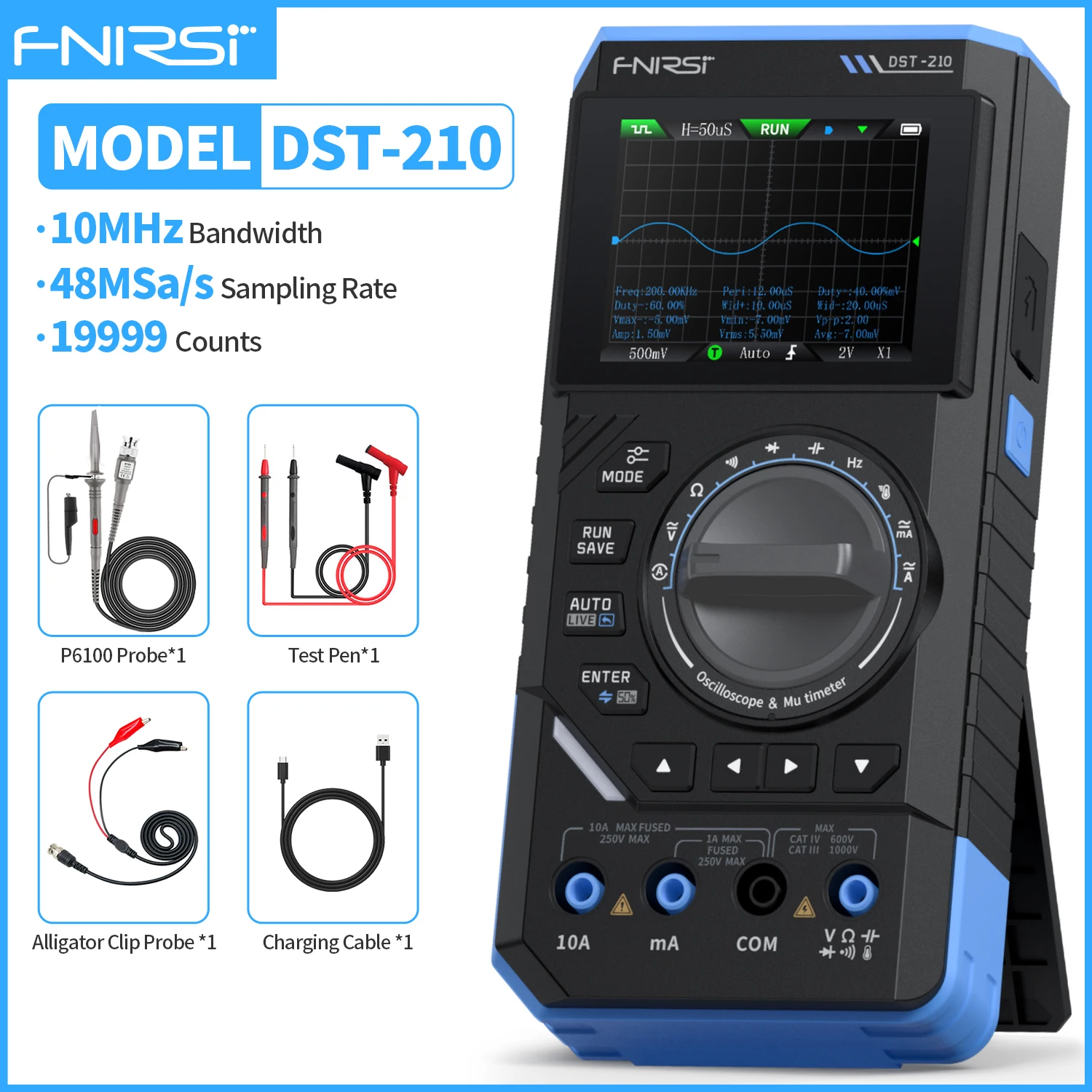 FNIRSI DST-210 and DST-201 3-in-1 Digital Multimeter Oscilloscope 19999 Counts Portable Automotive Oscilloscope Electrical Tool image 3