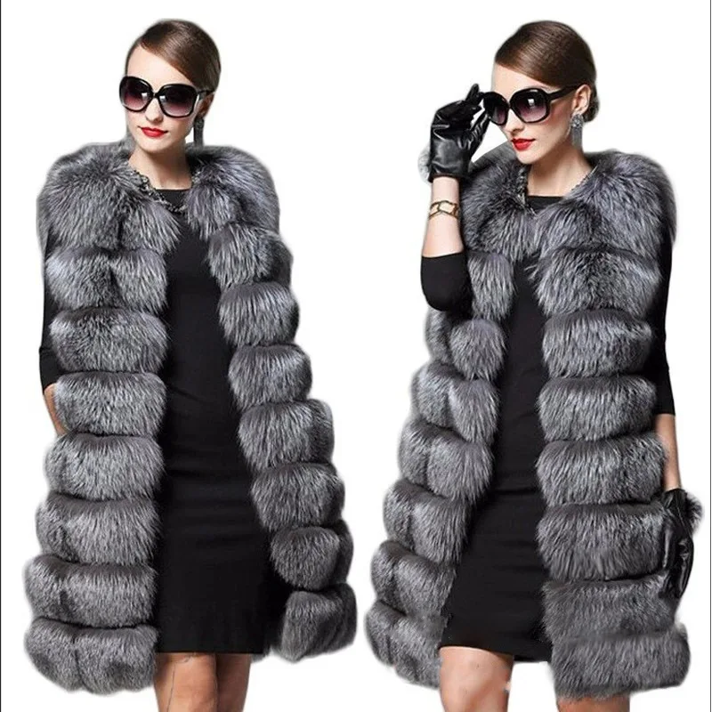 

Long Faux Fur Coat Women Autumn Winter Large Jacket Overcoat White Turn Down Collar Pockets Thick Coat Warm Jackets Maxi Coats