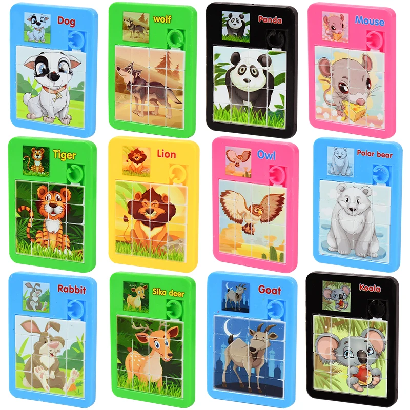 

5pcs Cartoon Animal Mini Puzzles Game Kids Early Learning Educational Toy for Children Birthday Party Favors Brain Exercise Gift