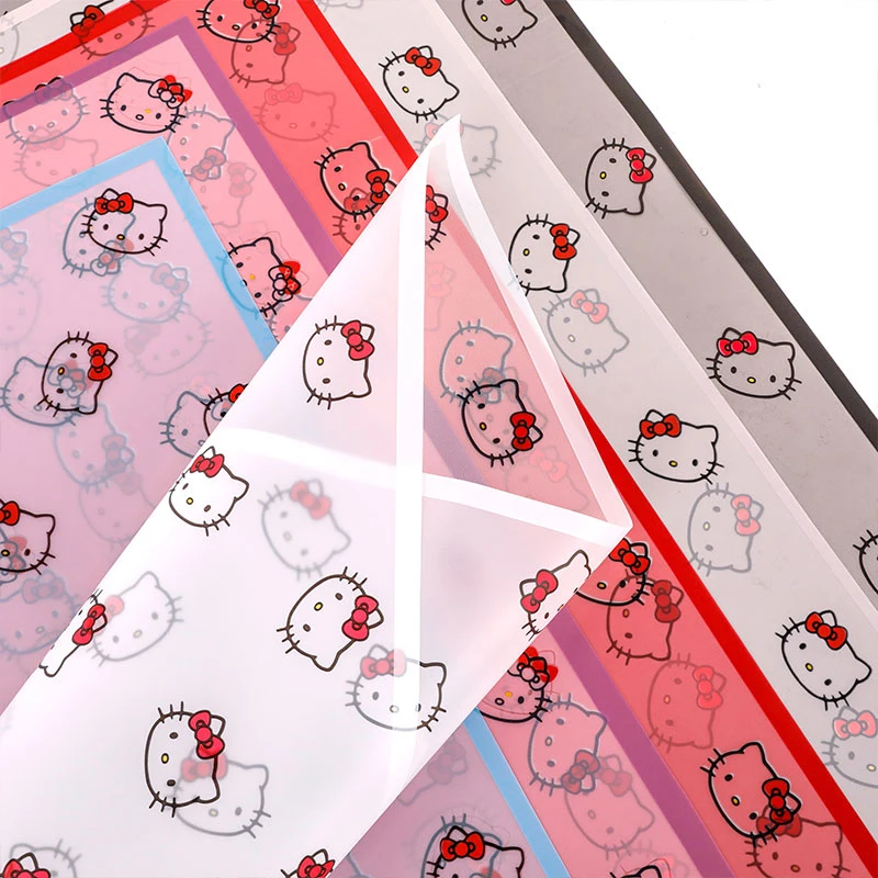 Sanrio kertas pembungkus bunga gaya Korea pola kucing hadiah kemasan bunga mawar bahan pembungkus buket