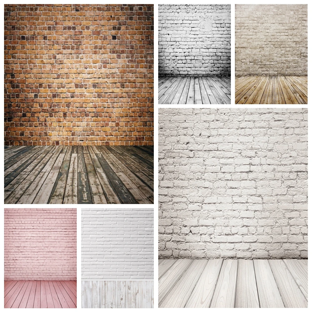 Винтажный Виниловый фон для фотосъемки с изображением белой кирпичной стены и деревянного пола