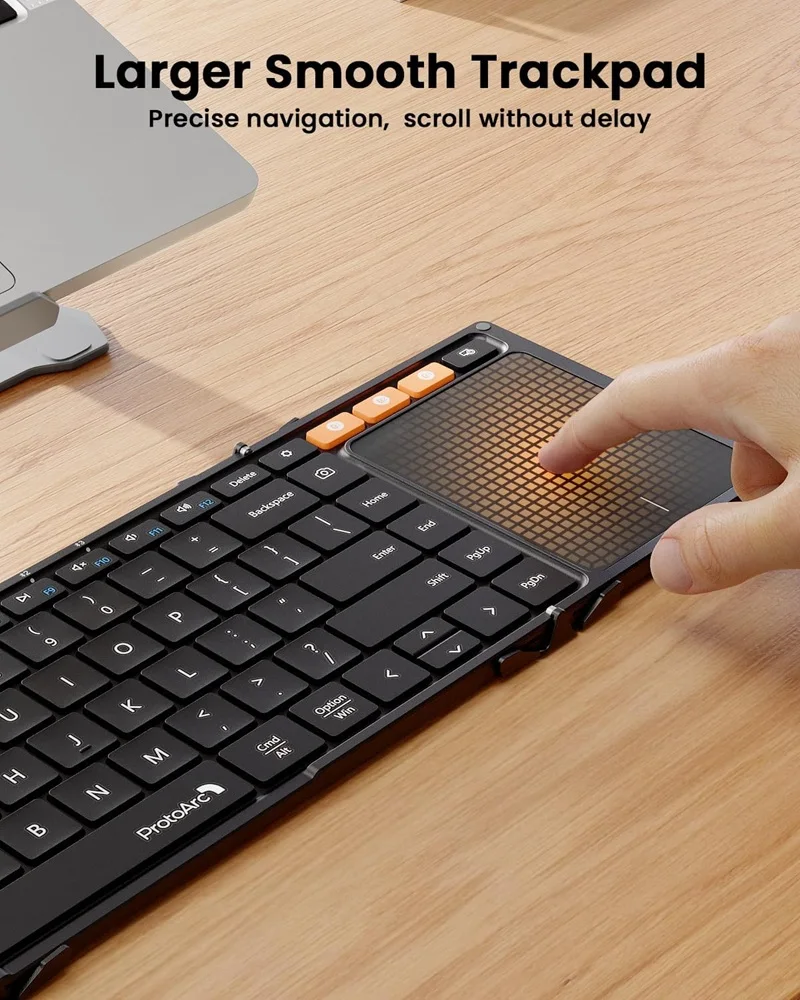ProtoArc Foldable Bluetooth Keyboard Folding Wireless Portable Keyboard with Numeric Keypad for iPad Tablet Smartphone Laptop PC