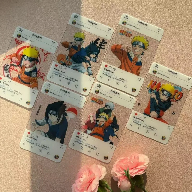 

Naruto PVC Transparent Card Kakashi Sasuke Anime Action Figures Cartoon Postcard Desktop Decorative Bookmark Cute Goods Toy Gift