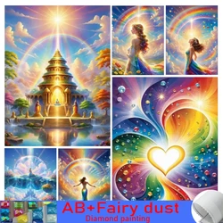 Temple 120 colors AB Fairy Dust Diamond Painting Kits Landscape Castle Full Mosaic Art Diy Embroidery Angel Woman Picture Decor