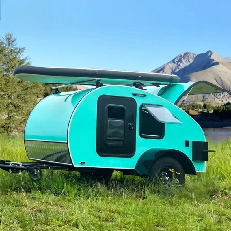 Off Road Mini Teardrop Camper Trailer Portable Camping Caravan With Outdoor Cooking Cabinet