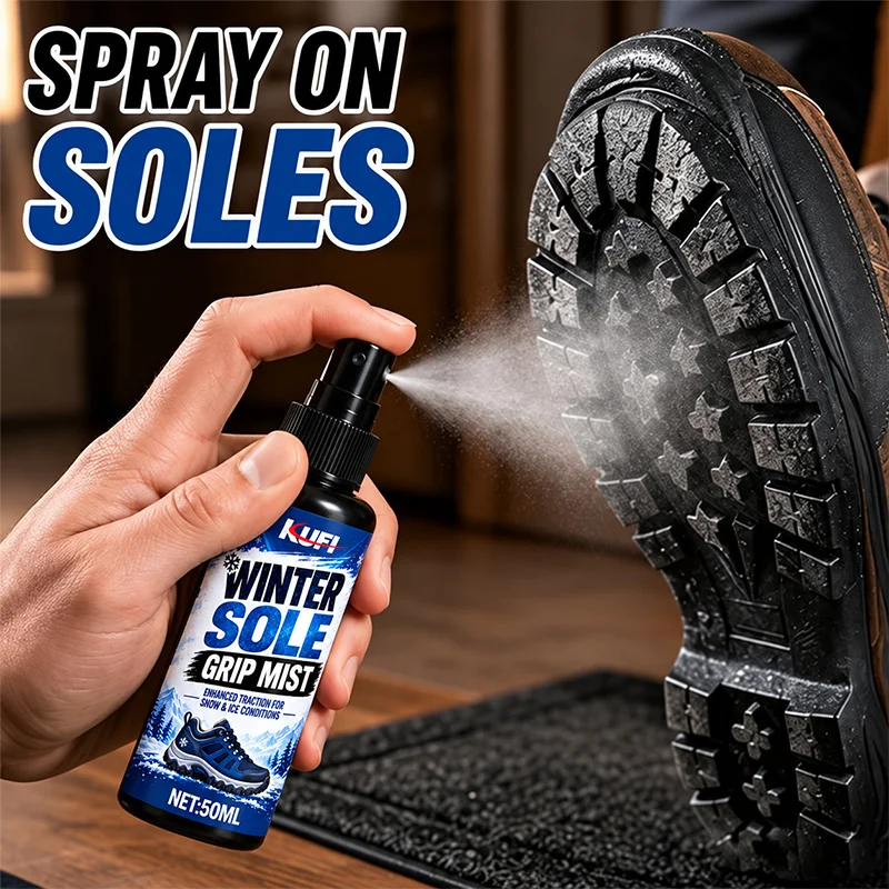 KUFI Winter Shoe Anti-Slip Spray, Grip Enhancer for Boots & Sneakers, Increases Traction on Wet Slippery Ground