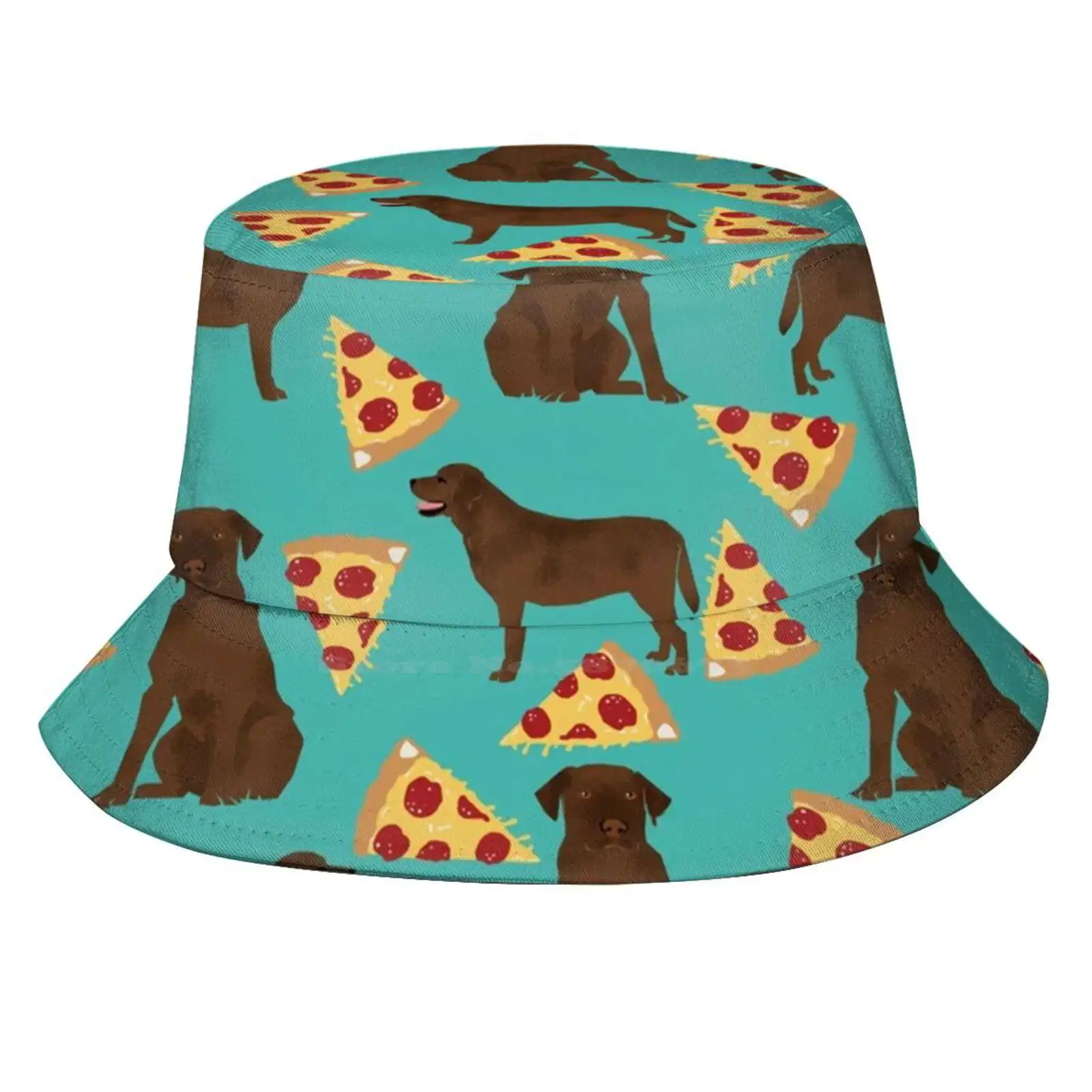 Chocolate Lab Labrador Retriever Pizza Dog Breed Pet Pattern Animal Sun Cap Fisherman Hat Bucket Hats Chocolate Lab Labrador