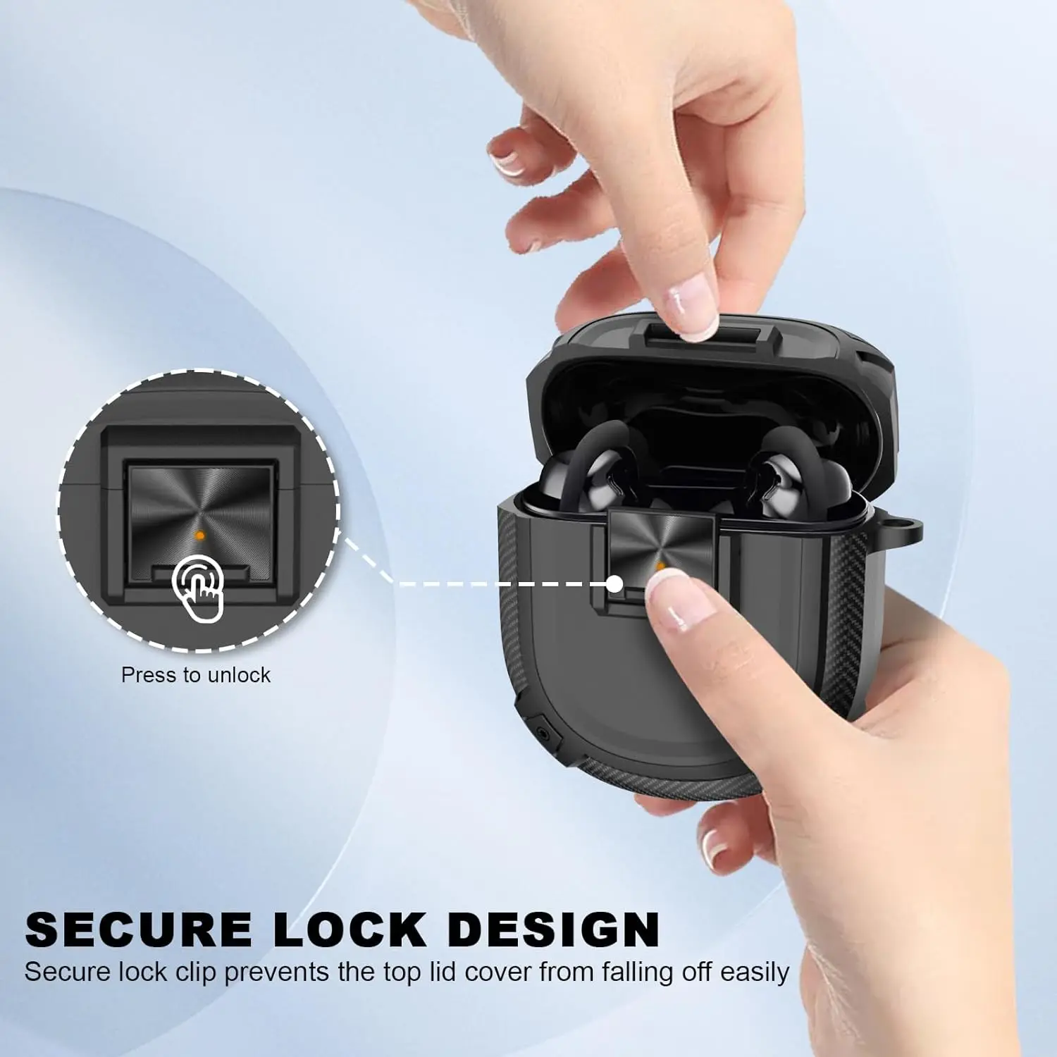 Funda de fibra de carbono para auriculares Bose QuietComfort II, funda a prueba de golpes con bloqueo seguro para hombres, funda para auriculares II con llavero