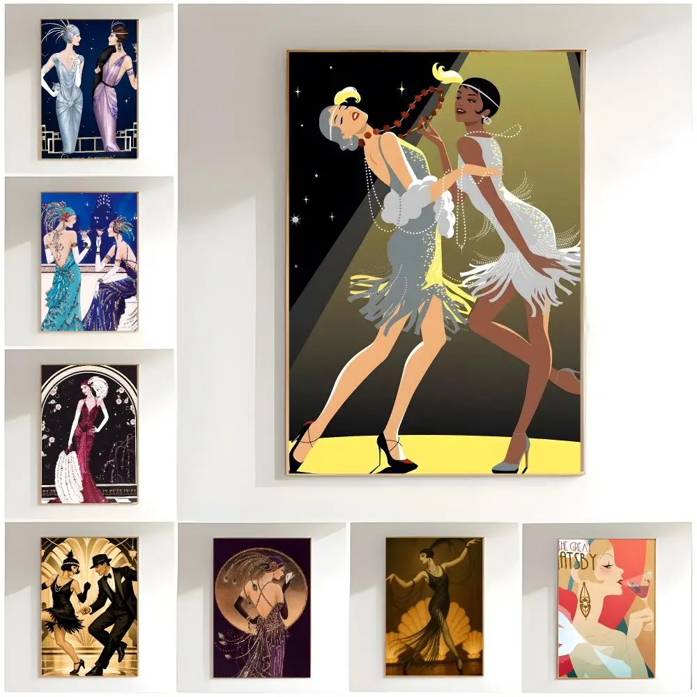 vintage character t-the flapper Poster Classic Wall Art  Home Decor  Peel and Stick Unframed