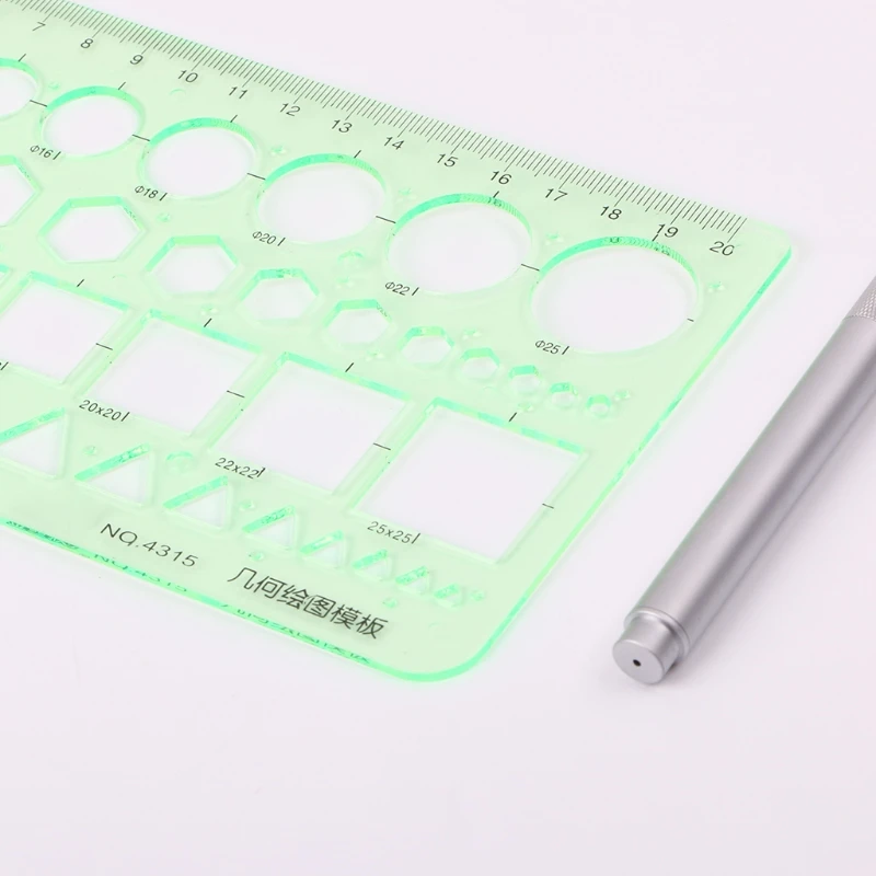 Cerchi geometrici in plastica, quadrati, esagoni, per modello triangolare, disegno righello T 594A