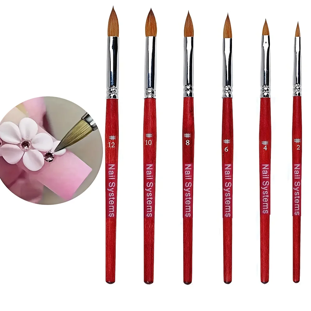 1/6 Stuks Acryl Poeder Toepassing Nagelborstels Houten Handvat Gel Nagellak Carving Pen Nail Art Extension & Carving gereedschap