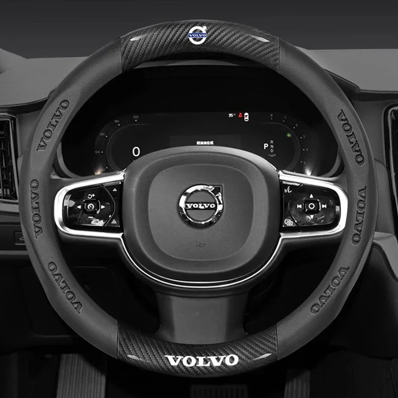 

For Volvo XC40 XC60 XC70 XC90 S40 S60 S80 S90 V40 V60 V70 V90 C70 Carbon fiber Leather Car Steering Wheel Cover Auto Accessories