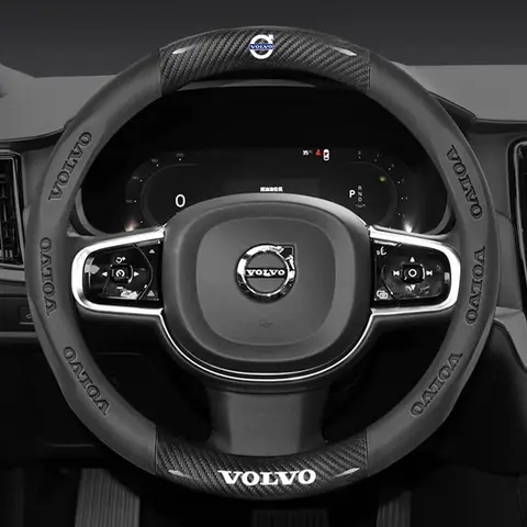 탄소 섬유 가죽 자동차 핸들 커버, 자동차 액세서리, 볼보 XC40 XC60 XC70 XC90 S40 S60 S80 S90 V40 V60 V70 V90 C70