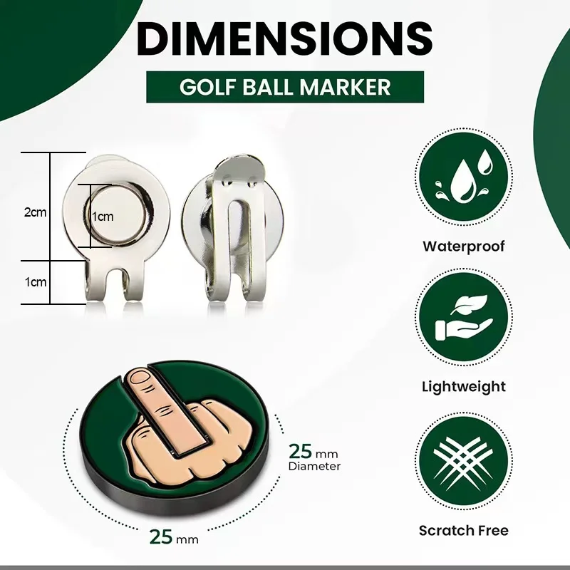 Funny Middle Finger Golf Ball Marker Golf Hat Clip Marker Magnetic Removable Golf Ball Position Mark Golf Creative Gifts