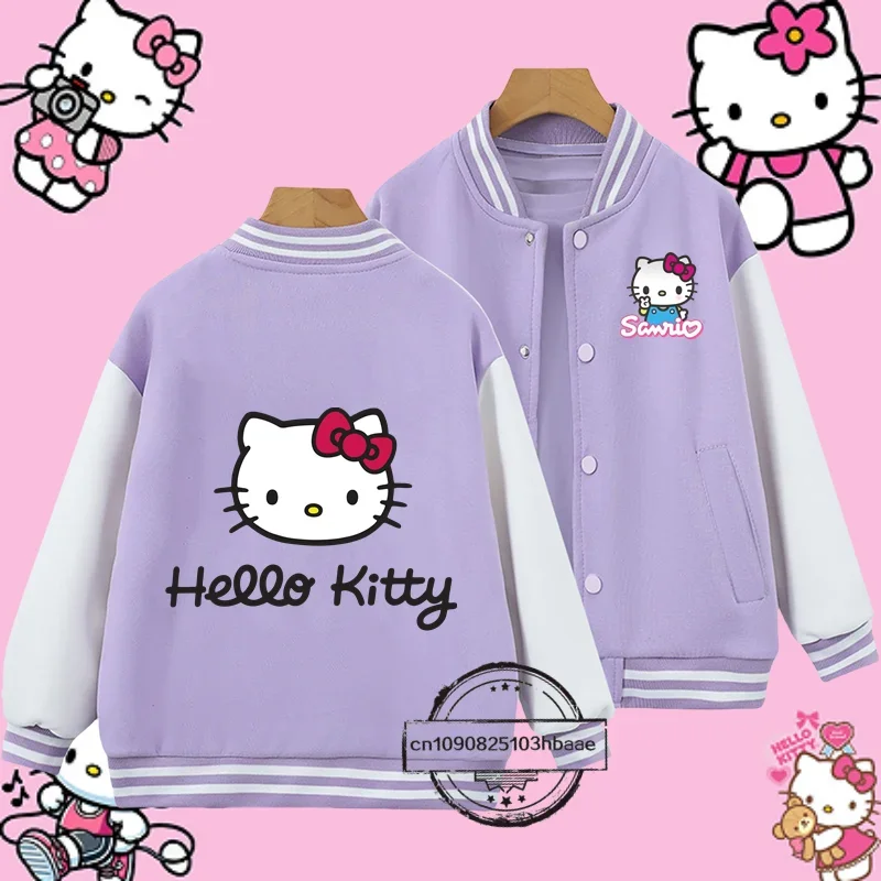 2024 Dziecięcy mundur bejsbolowy Disney Seria 1-14 prezent urodzinowy Hello Kitty Cartoon Print Chłopcy Dziewczynki Kawaii Jesień Zima Płaszcz kurtka