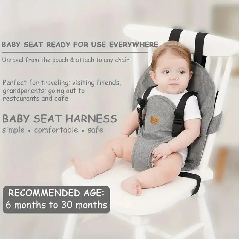 Travel Harness Seat For Baby High Chair, Safety Harness Chair Accessory For Baby Feeding, Portable Fabric Harness Toddler Chair