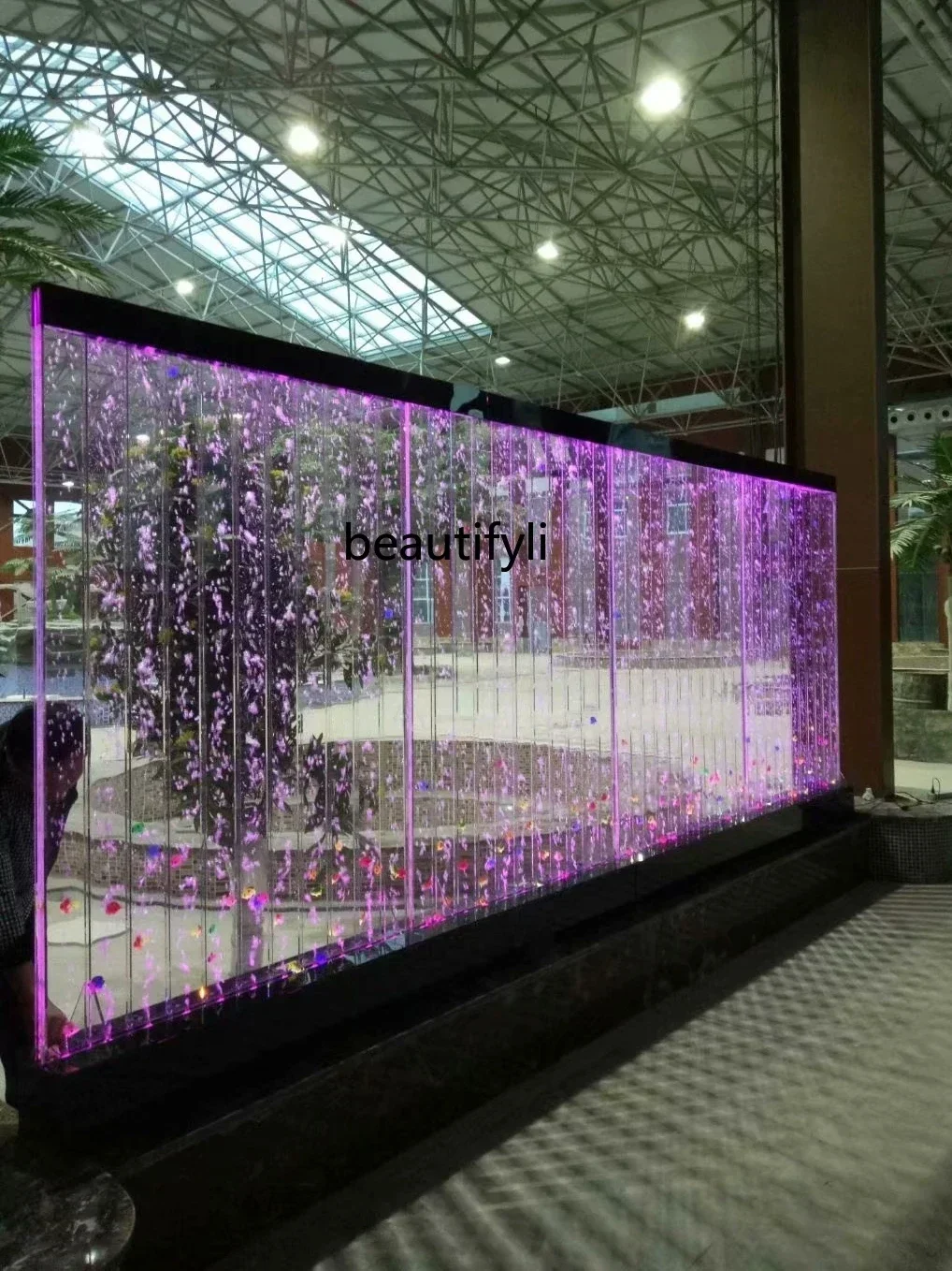 cqyCreative Screen Acrylic Pastoral Dynamic Water Bubble Water Dance Fortune Partition Water Curtain Wall