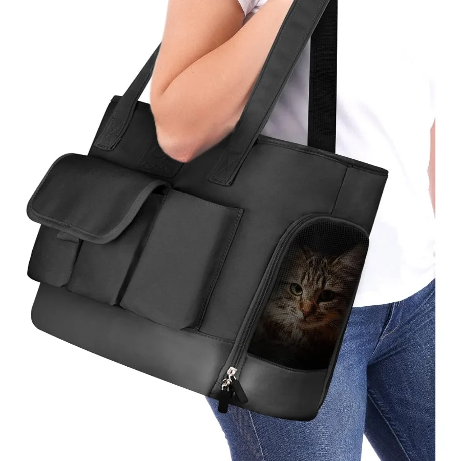 

Cat Carrier Dog Carrier Pet Carrier Foldable Waterproof Premium PU Leather Oxford Cloth Dog Purse Portable Bag Carrier for Smal