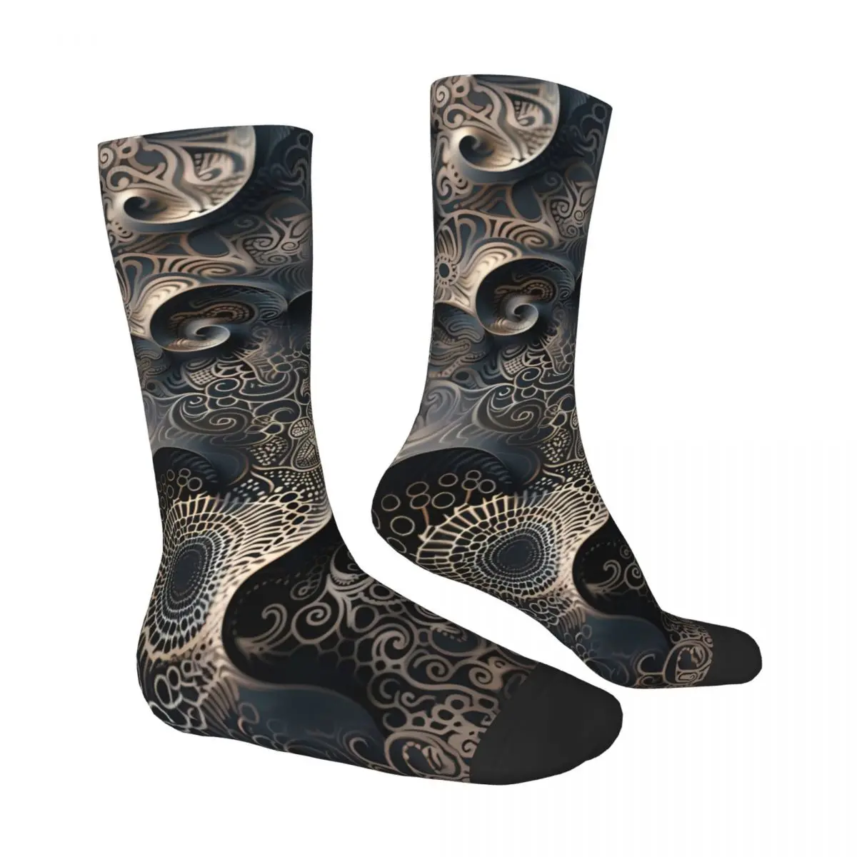 Carved Pattern Sock Printed Man Polyester