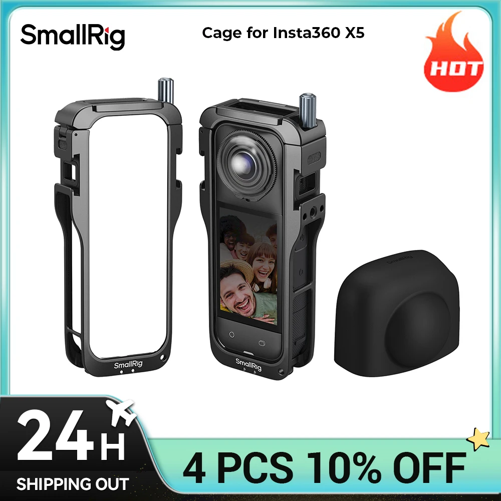 

Клетка SmallRig X5, клетка для экшн-камеры для Insta360 X5, полная защита для хранения, готовая защита объектива для путешествий, снимков 5195
