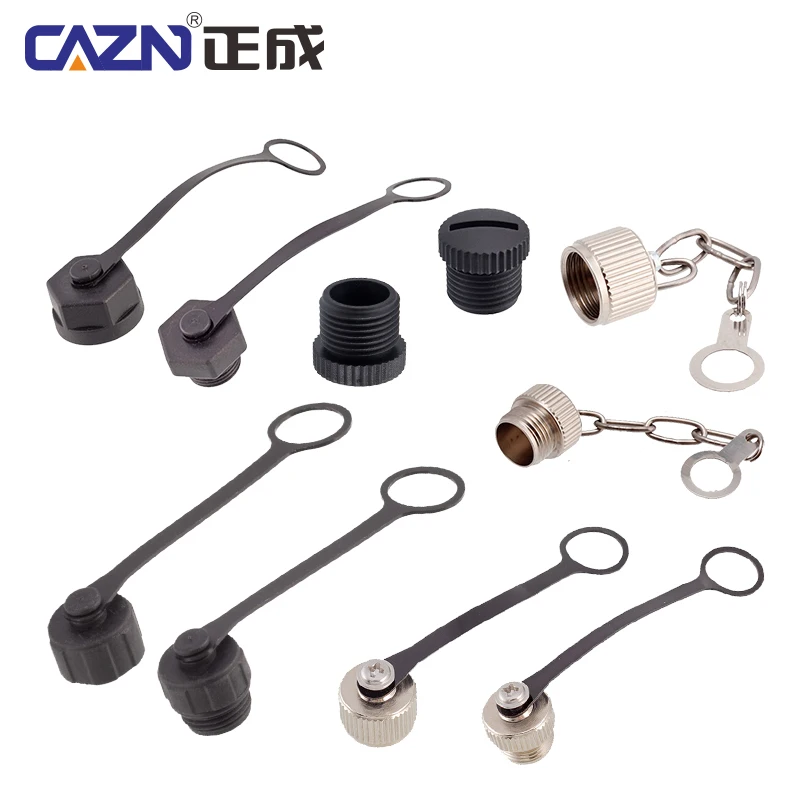 Dustproof M12 Dust Cover Plastic&Metal Waterproof IP67 Protection Cap With Chain For Automative Industry