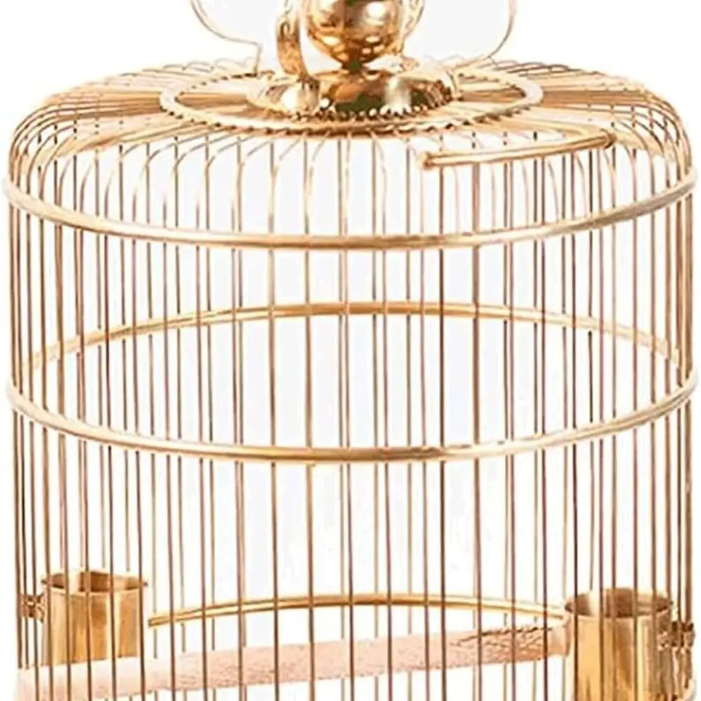

Золотая подвесная клетка для птиц с кормушкой и подставкой для дома и сада, большой размер