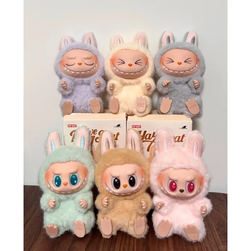 Autêntico popmart labubu sentado festa revestimento de borracha caixa cega de pelúcia geração pingente na moda caixa mistério brinquedo de natal coleção