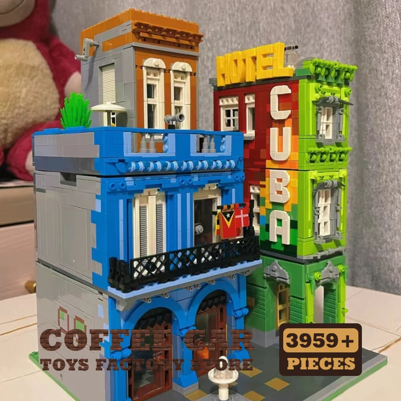 3959 Stück Mini City Hotel Ziegel Kunststoff Modell Street View Store Mikro blöcke Shop Gebäude