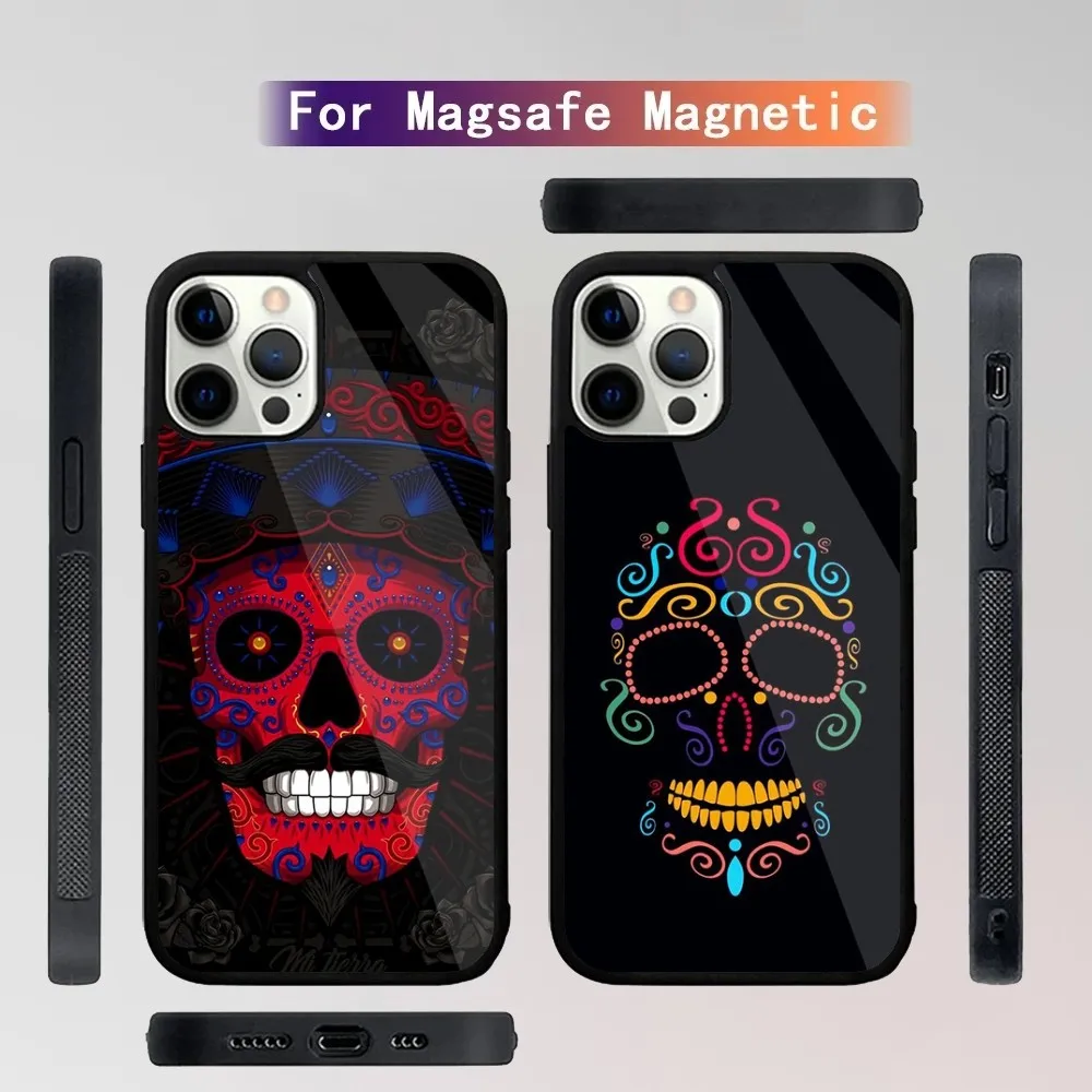 

Mexican Catrina Skull Phone Case For iPhone 15,14,13,12,11,Plus,Pro,Max Mini Magsafe Magnetic Wireless Charging