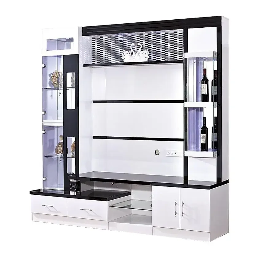 #For Living room cabinets White Black MDF tv unit corner glass tv stand wood