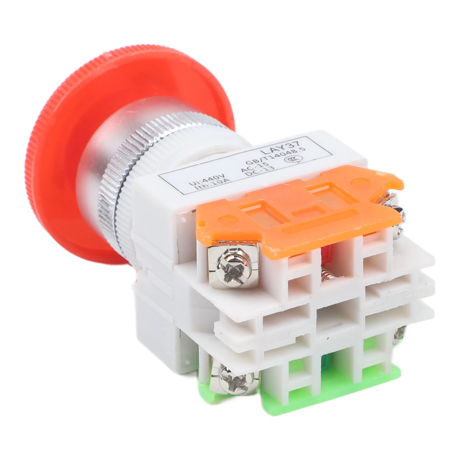 Red Mushroom Cap Exigent Stop Switch Metal And Plastic Self-locking Type Self Locking Push Button Max Depth 2.8 Inches - view 2