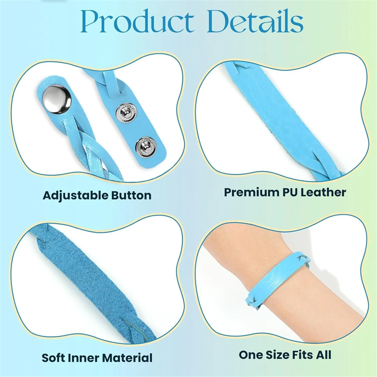 

A83Z, 20 шт., 10 цветов, браслеты из искусственной кожи, пустые плетеные браслеты с застежкой, регулируемые красочные кожаные браслеты