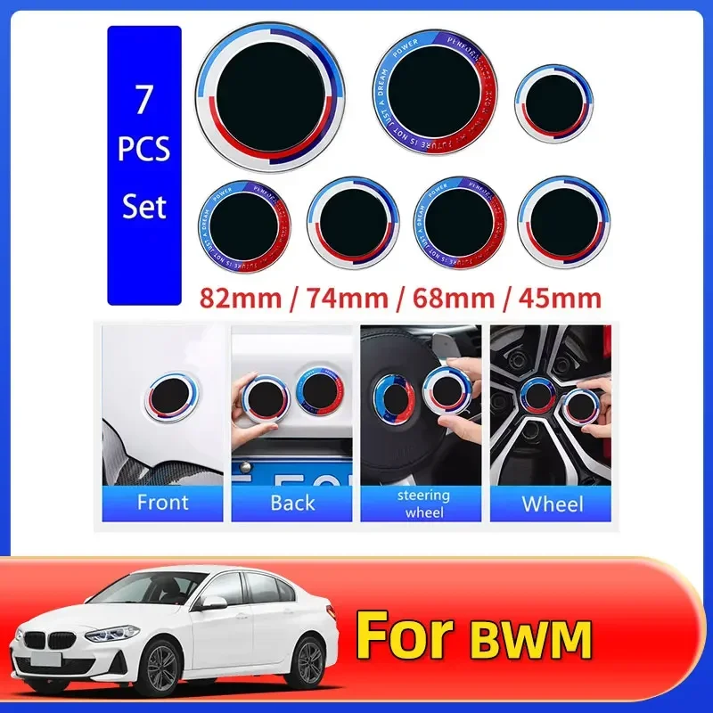 

7pcs 82mm 74mm 45mm Car Front Bonnet Hood Rear Tail Trunk Emblem Badge Logo For Bmw E46 E39 E38 E90 E60 Z3 Z4 X3 X5 X6 F10 E93