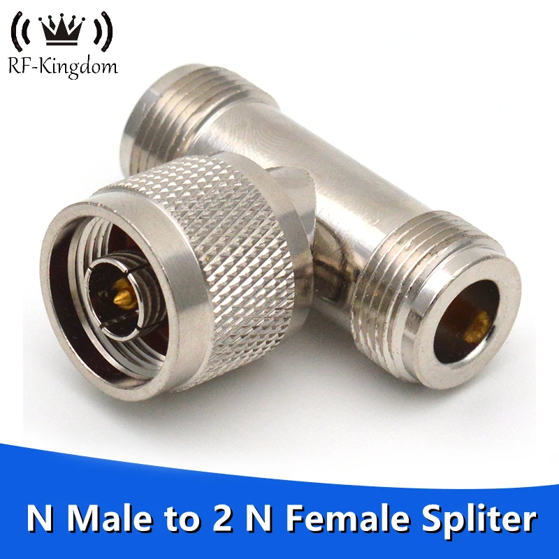 3 Way Connector N Male Jack to 2 N Female Adapter Triple T N Type RF Connector for Antenna Signal Repeater