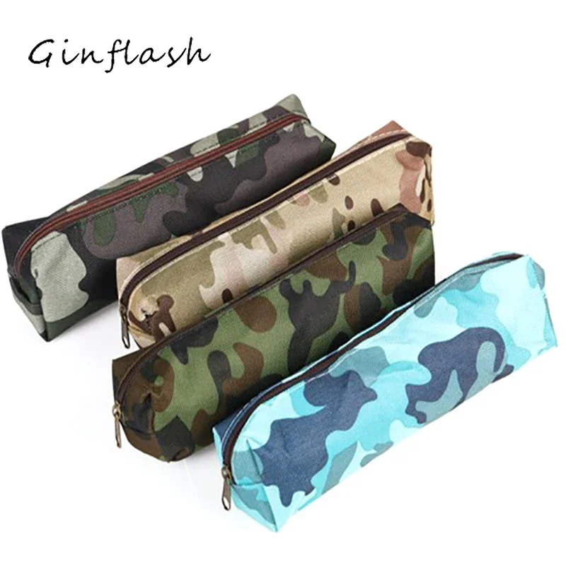 Ginflash 1pc Camouflage military boys school pencil case  pen bag stationery pencil bags  school supplies  stationery bag