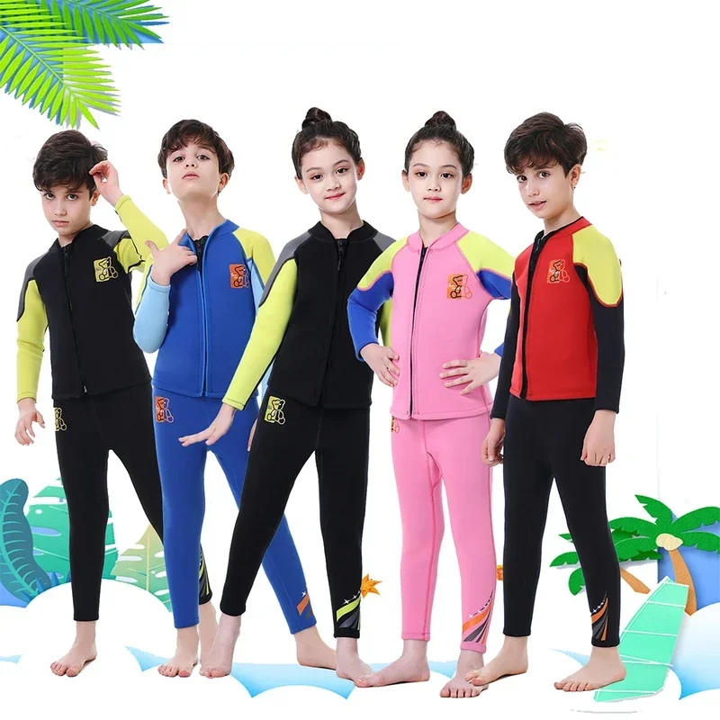 Full Wetsuit Kids and Youth Neoprene Thermal Diving Suit 2.5mm Thick Surfing Swimsuit Children Scuba Wetsuits Two Pieces G617