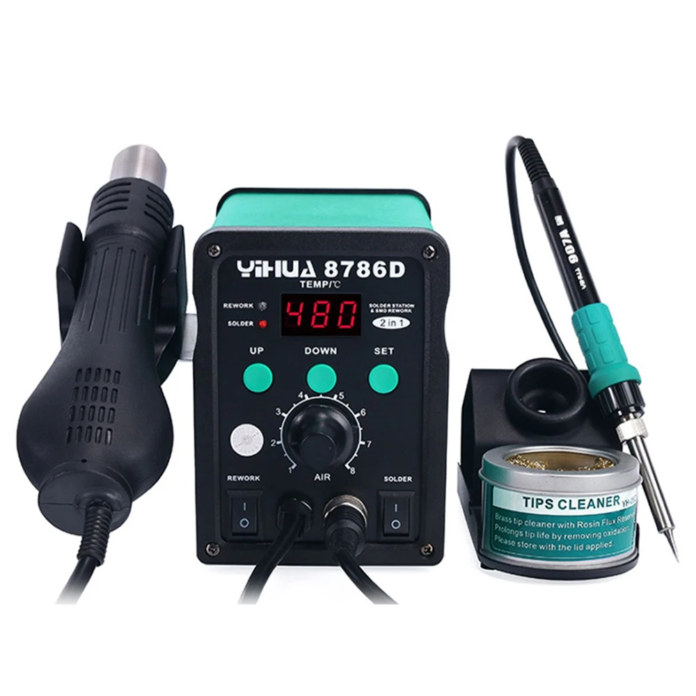 YIHUA 8786D Soldering Iron Hot Air Desoldering Station Digital Rework Station Phone Repair BGA SMD Solder Tool Welding Machine