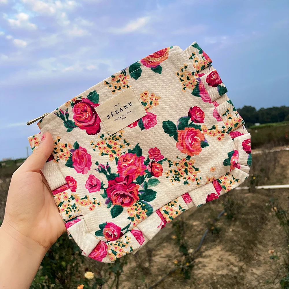 New Rural Printed Canvas Bag Makeup Bag Storage Bag Women's Handbag